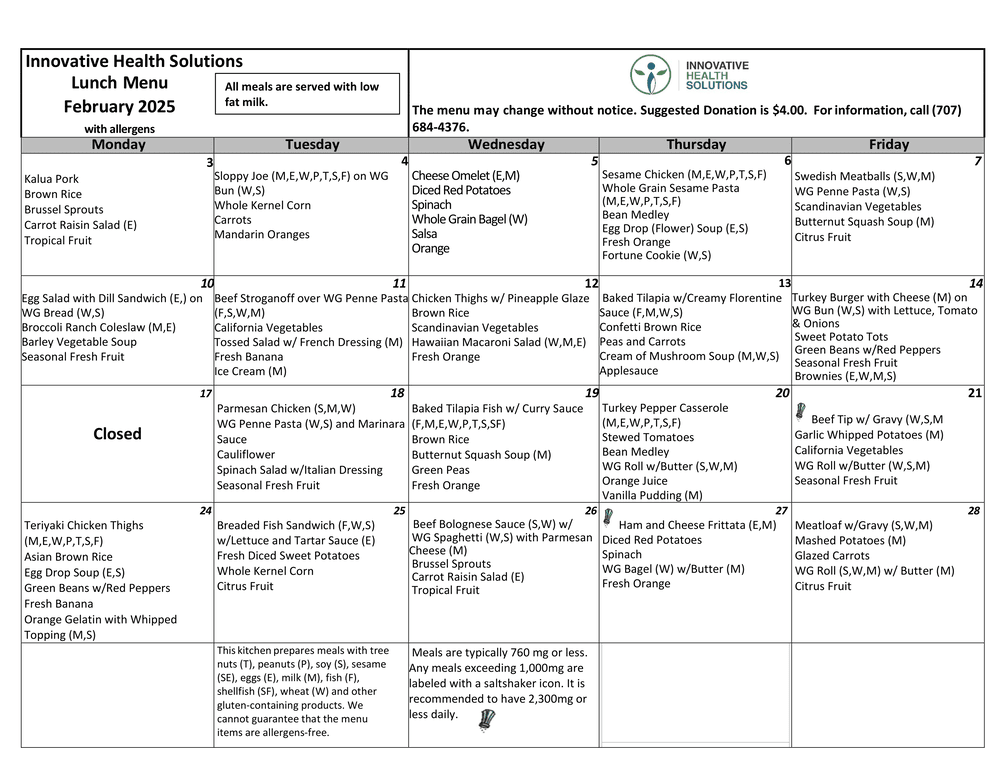 February Menu