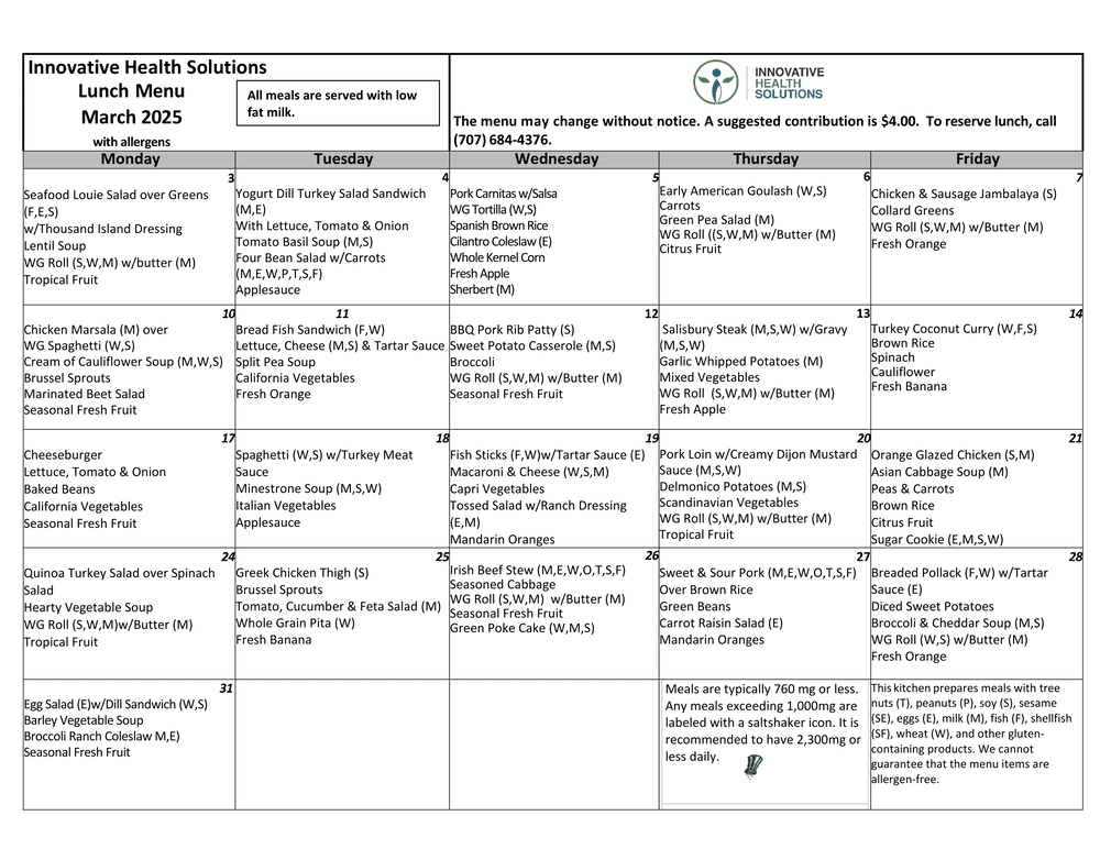 March menu